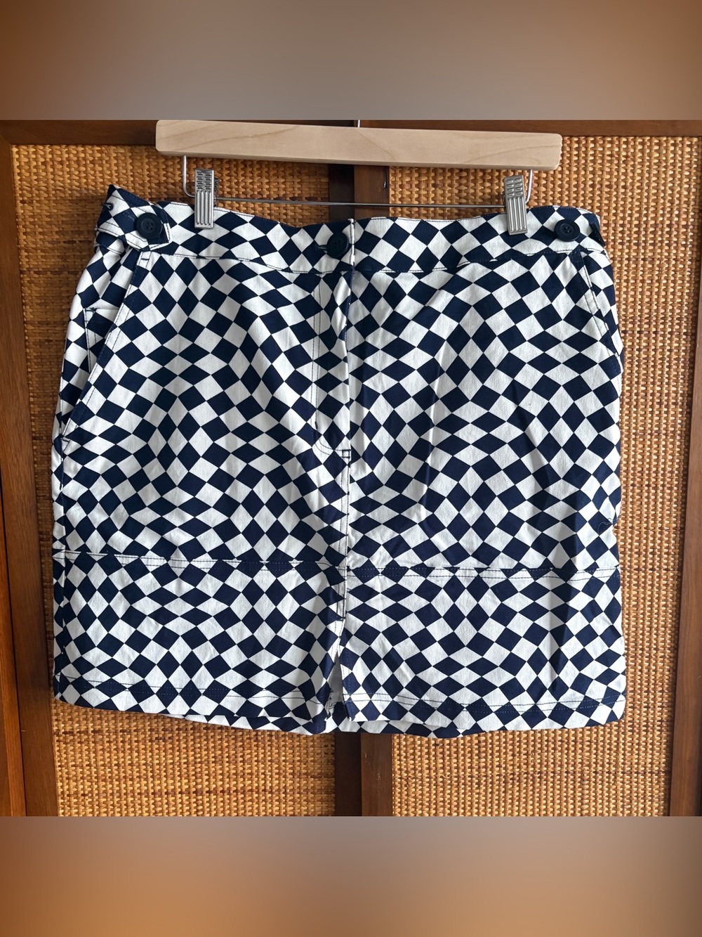 Wildfang Navy & White Checkered Mini Skirt